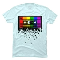 Pride Rainbow Zastava glazbe Note kaseta za odrasle svijetloplava grafički tee - dizajn ljudi L