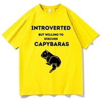 Jhpkjinttrovertirana, ali voljna razgovarati o logotipu Capybarasa Ispis majica Muškarci Žene Harajuku