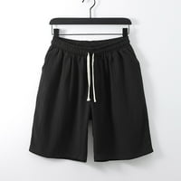 Ukrčani kratke hlače Muška pamučna posteljina pet dijela Solid boja Loaming Omladinske japanske retro prozračne kratke hlače crne l