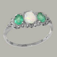 Britanci napravio 14k bijeli zlatni originalni prirodni i smaragdni ženski prsten od ženskog zlata -