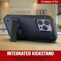 PunkCase iPhone Pro CASE [Reliance Series] Zaštitni hibridni vojni oceni sa ugrađenim Kickstandom [Navy-crna]
