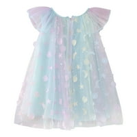 Djevojke modne haljine Toddler bez rukava Rainbow Star Sequin Tulle Ruffles Princess haljina Plesne