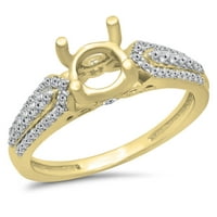 Dazzlingrock kolekcija 0. Carat 14k bijeli dijamantski ženski prsten za zabavu Split Shank Semi montira, žuto zlato, veličine 5