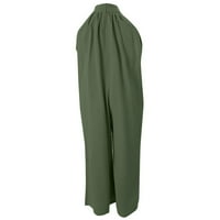 LUMENTO WOGE HLANE Hlače bez rukava pune boje ROMPER DAME Osnovne pantalone vest za vrat izrez harem pantnu vojska zelena 3xl
