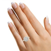 Carat Okrugli rez bijeli prirodni dijamantski čudo zaručni prsten za cvijeće u 14K žutom pozlaćenom