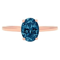 1.0ct ovalni rez prirodni london plavi topaz 18k ružičasto zlato Angažova za angažman prsten veličine