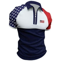 Polo majice za muškarce mišiće okrenuti navratnik američka zastava zastava patriotske tanke fit patentni