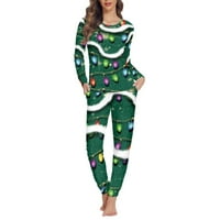 Binienty Zelena šarena svjetlost pidžama ženske meke božićne ružne aktivnosti Joga odjeća Xmas party