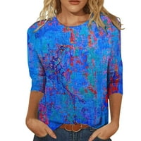 Žene Ljetni krajevi rukav na vrhu Ležerne prilike labavih tiskanih košulja Bluza Blue XL