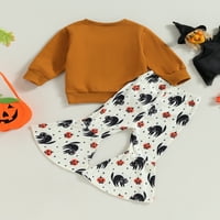 Gwiyeopda Halloween Baby Girls Outfits Dojenčevi bundeve Ispis dugih rukava i pantalone