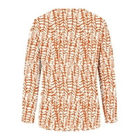Smiješne ispisane dugim rukavima za žene Trendy Dressy Casual Graphic CrewNeck Basic Pamučna majica bluza Lagani pulover nariv