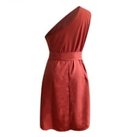 Puuawkoer haljina Ljetna tunika Čvrsta casual t haljina Boja ženska košulja na rame ženske haljine ženske haljine na vrhu xl crvena