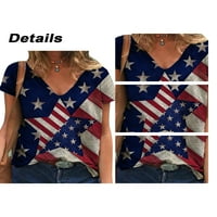 GVMFIVE Ženske bluze Dan neovisnosti Američka zastava Štampani povremeni majica s kratkim rukavima