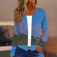 Ženske kardigan džempere Grafički ženski pad duge na dugim rukavima slim kaputi plus veličina odjeća za žene plavo 2xl