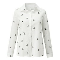 Pgeraug Cardigan za ženske ležerne majice s dugim rukavima Bluze ženske vrhove bijeli XL