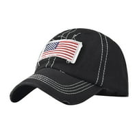 SKSLOEEg šeširi za žene i muškarce prevelike vintage američke zastave zakrpa za vez bejzbol kapa, crna