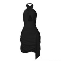 Sandresses for Women Fashion A-line mock izrez Mini plaža Čvrsta haljina