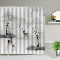 Vruća prodaja ELK Dizajn za ispis zastava za tuširanje set divljih životinjskih tema Forest Sunset Jelen