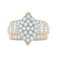 Ženska solidna 10KT žuta zlatna dijamant ovalnog klastera mladenke za venčani prsten za vjenčanje CTTW