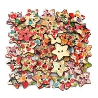 Diso multi colors nasumični rupi sa zvezdom Drveni gumb cvjetni ručno izrađeni dizalica za šivanje šivaćih