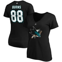 Ženska fanatika brendirana Brent Burns Crna San Jose Sharks Autentični naziv hrpe i majica V-izrez