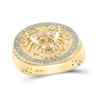 Jewels 10kt Žuto zlato Muška okrugla Diamond Lion Head Mane Ring CTTW