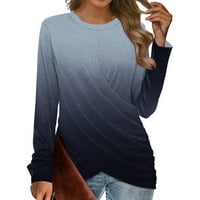 Košulje za žene labave fit fit dugih rukava Twist prednje ploče Tunike na vrhu ženske majice