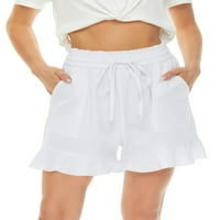 Zodanni dame Mini pant za crtanje elastičnih struka Ljeto plaža Kratke hlače Bagerg kratke hlače Loonice Lounge White XL