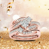 Holloyiver Women Bandring - Men IzjavaPrivači Srebrni par Circon Classicring Inlaid JewelryRings Gothic Cocktail Party Biker Girl Angagement-Band Pokloni