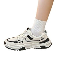 Ženske prozračne cipele za hodanje lagane okrugle nožne patike na otvorenom sportove udobne crne 4.5