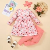 Spring Toddler Djevojka Outfits Set Cvijeće kratkih rukava Ispisuje suknju od suknje u boji hlače za