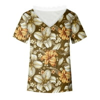 Hanas ženski ljetni vrhovi casual cvjetni print v izrez s kratkim rukavima labava tunika t majica bluza