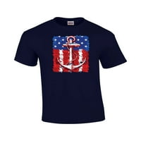 Američka zastava sa sidrom za odrasle majica kratkih rukava-navy-6xl