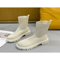 Woobling žene elastične čizme Chunky potpetice Zimske cipele povlačenje na čarapima Boots Office prozračna
