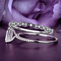 Svadbeni prstenovi set zaslepljujuće art deco 1. Carat smaragdni rez dijamantski moissanite antikni zaručnički prsten, vjenčani prsten u 10k čvrsto bijelo zlato, poklon za njen, osnivački prsten, obljetni prsten