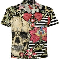 Floralna lobanja košulja za muškarce Retro Big i visoki gumb dolje majice Casual Aloha majice kratkih
