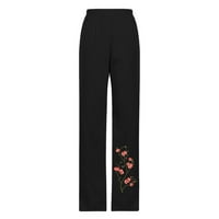 Ležerne prilike labave cvjetne pamučne pantalone za žene Ljetne široke noge pantalone Streetwear Elastični