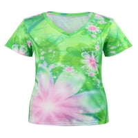 Julycc Womens Fashion Majica kratki rukav V izrez cvjetni ispisani bluza TEE