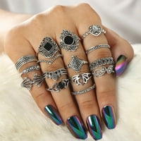 Prstenovi za žene Kombinacija Minimalistički kreativni prsten cvijet crni prstenovi modni prstenovi