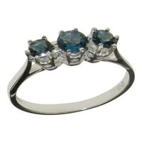 14k bijeli zlatni prirodni London Blue Topaz Womens Promise Ring - veličina 7
