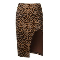 Sdjma ženski visok struk polka tački suknja modne žene leopard print prednji prorez na pola duljine