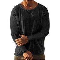 Timegard Muške posteljine majice Ležerne prilike za muškarce Puno okrugli vrat Bluza dugih rukava Jesen i opružne majice, XL
