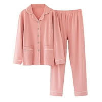 Pidžama za žene postavio dvostruki džep kardigan ljepljive vrhove i hlače sa loungewear pidžama