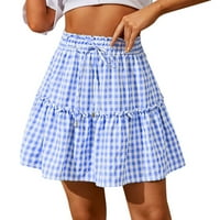 Ljetne suknje za ženske ženske drapeće suknje od suknje s visokim strukom elastična retro plairana kratka