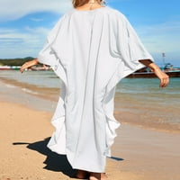 Prekrivači kupaćih komisija za žene V izrez Batwing rukava Boho plaža Poklopac plus veličina kupaći