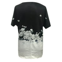 Ljetne bluze za žene Dressing Leasely V izrez Trendy kratkih rukava Slatka cvijeća grafička tunika