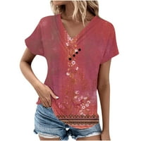 Yyeselk Petal majice za žene Ležerne prilike seksi V-izrez Tun Trendy Elegant cvjetni ispis Loop FIT