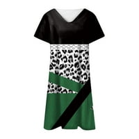 Haljine za žene s kratkim rukavima tiskanje digitalne haljine za ispis V-izrez Maxi slobodno modno modelno