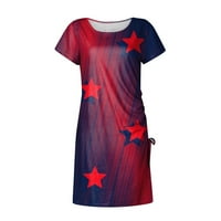 Gacuw Patriotske haljine Američka zastava odjeću Summerane haljine obrezane haljine kratkih rukava Crewneck