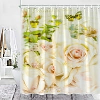 Ruže leptiri za zavjese za tuširanje za dekorak za kupanje Vintage biljna cvjetna print kupaonice za